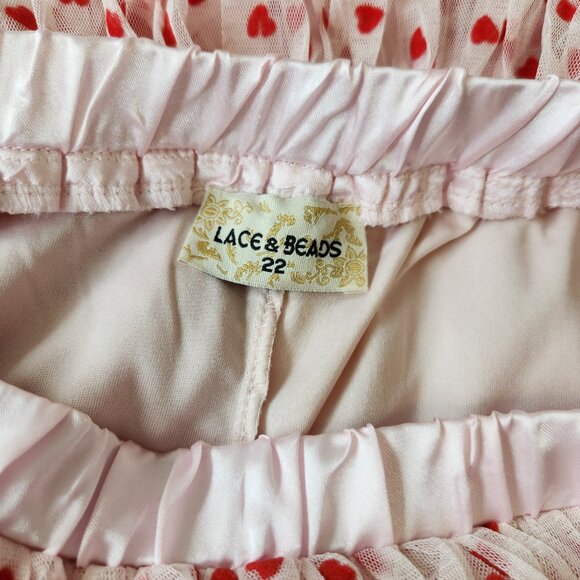 Lace & Beads tulle midi skirt in blush micro heart print - Picture 11 of 13